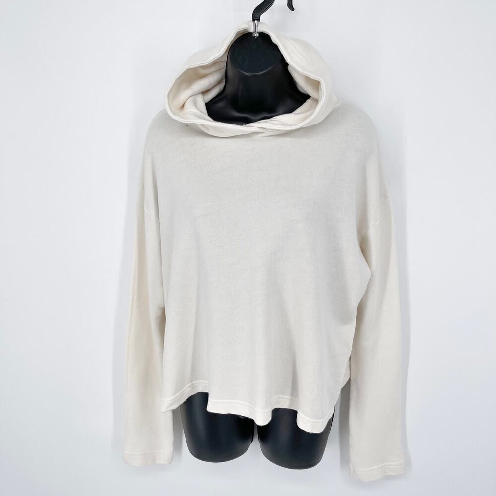 Enza Costa Women's NEW Cropped Hooded Terry Sweatshirt Size M White FT3646 $195
